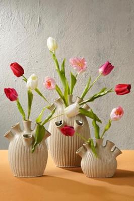 Mica Decorations vaas keramiek saul 25x15.5x42cm creme
