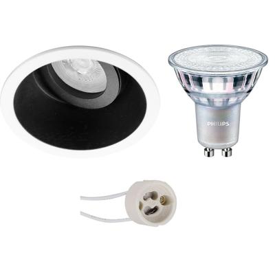 GU10 Inbouwspot Set - Mat Nikkel - Rond - Kantelbaar - Philips - CorePro 827 36D - Dimbaar - Pragmi Aerony Pro - 3W - Warm Wit 2700K - Ø82mm