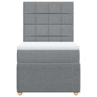 Boxspring met matras stof lichtgrijs 80x200 cm - thumbnail