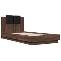 Bedframe met hoofdbord en LED bruin eikenkleur 90x200 cm - thumbnail