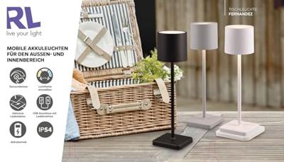 Trio Oplaadbare tafellampFernandez grijs buiten - R54096177