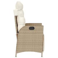 Tuinstoel verstelbaar met voetensteun poly rattan beige - thumbnail