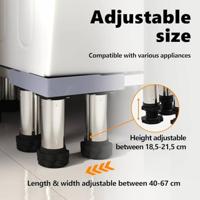 VidaXL Wasmachinebasis grijs 67 x 67 x 21,5 cm roestvrij staal - thumbnail