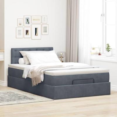 Ottoman bed met matras 120x200cm fluweel donkergrijs