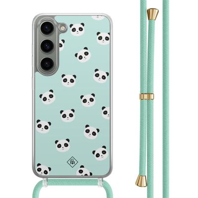 Samsung Galaxy S23 hoesje met mint koord - Panda print Samsung Galaxy S23 hoesje met mint koord - Panda print