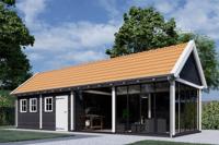 Trendhout Overkapping Zadeldak XL 1217x440 cm- Zadeldak- Onbehandeld lariks Douglas hout- Trendhout - thumbnail