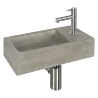 Fonteinset Differnz Ravo Beton 38.5x18.5x9 cm Donker Grijs Met Rechte Mat Chroom Differnz - thumbnail