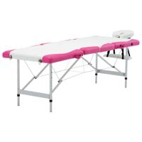 VidaXL Massagetafel inklapbaar 4 zones aluminium wit en roze - thumbnail
