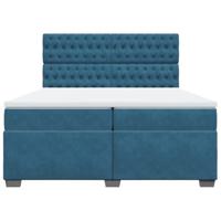 Boxspring met matras fluweel blauw 200x200 cm - thumbnail