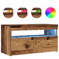 Tv-meubels met LED-verlichting 2 st bewerkt hout oud hout - thumbnail