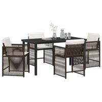 5-delige tuinset met kussens bruin poly rattan - thumbnail
