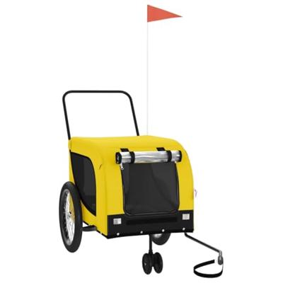 Hondenfietstrailer oxford stof en ijzer geel en zwart - thumbnail
