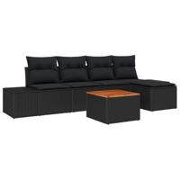 Tuinbankenset met opslag 6 pcs Zwart poly rattan - thumbnail