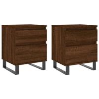Nachtkastjes 2 st 40x35x50 cm bewerkt hout bruin eikenkleur - thumbnail
