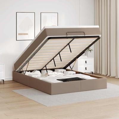 Ottoman bed met matras 140x190cm kunstleer cappuccinokleurig