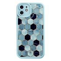 iPhone 11 blauwe case - Blue cubes - thumbnail