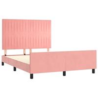 Bedframe met hoofdeinde fluweel roze 140x190 cm - thumbnail
