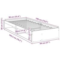 Slaapbank zonder matras 90x190 cm massief grenenhout wit - thumbnail