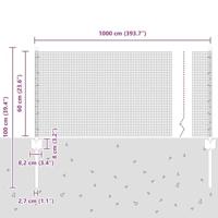 VidaXL Hek met paal zilver 0,6 x 10 m staal - thumbnail