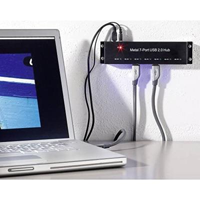 Renkforce RF-4791678 USB 2.0-hub 7 poorten Met metalen behuizing, Voor wandmontage Zwart Renkforce RF-4791678 USB 2.0-hub 7 poorten Met metalen behuizing, Voor wandmontage Zwart