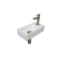 INK - Fonteinpack Porselein Rechts incl. Fonteinkraan - Design Sifon - Design Plug en Montageset - 360x180x90 Mm - Mat Wit/brushed Nickel - thumbnail