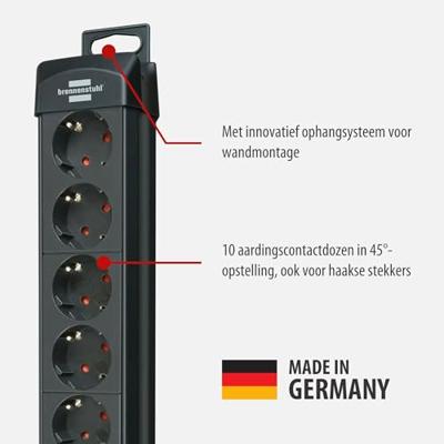 Brennenstuhl Premium-Line stekkerdoos 10-voudig zwart 3m H05VV-F 3G1,5 - 1951100100 - thumbnail
