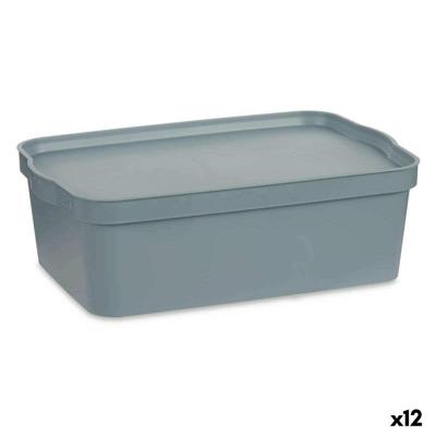 Opbergbak met Deksel Kipit Grijs Plastic 14 L (12 Stuks)