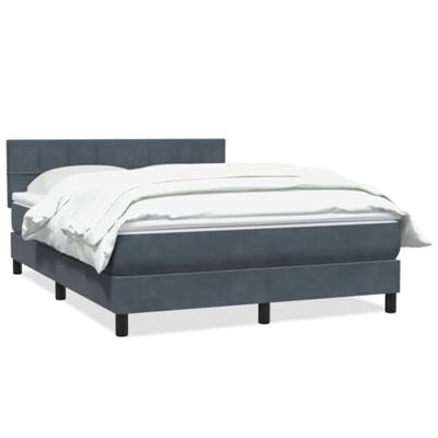 Boxspring met matras fluweel donkergrijs 140x220 cm