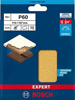 Bosch Accessoires Expert C470 schuurpapier voor vlakschuurmachines 115 x 107 mm, K60 10-delig - 2608900891