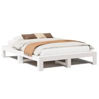Bedframe zonder matras massief grenenhout wit 140x200 cm - thumbnail