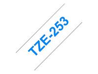 Brother TZE-253 labelprinter-tape Blauw op wit - thumbnail