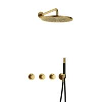 Hotbath Cobber X - CX7067 - Inbouw Regendoucheset - Geborsteld Messing PVD - 2 Stopkranen - Thermostatisch - Wandarm 40 cm - Hoofddouche 300 mm - Staafhanddouche - met M106 - Waterbesparend - thumbnail