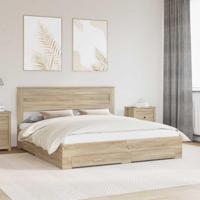 Bedframe met lade met hoofdeinde met opslag Bewerkt hout - thumbnail