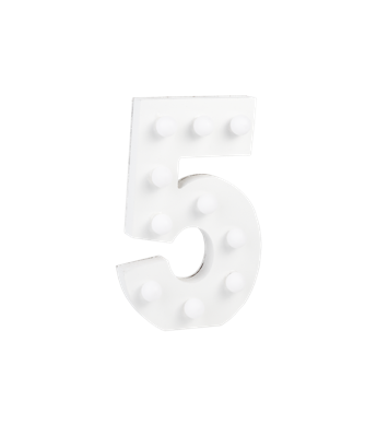 Cijfer 5 met licht hoogte 17 cm breedte 11 cm