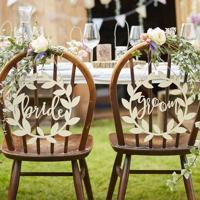 Ginger Ray bruiloft stoelhanger bride & groom hout 2 stuks | 10 stuks - thumbnail