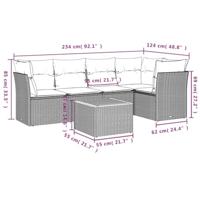 6-delige Loungeset met kussens poly rattan zwart - thumbnail