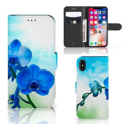 Apple iPhone X | Xs Hoesje Orchidee Blauw - Cadeau voor je Moeder Apple iPhone X | Xs Hoesje Orchidee Blauw - Cadeau voor je Moeder