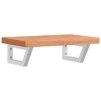 Badkamer wandschap staal en massief beukenhout - thumbnail