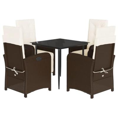 5-delige Tuinset met kussens poly rattan bruin 5-delige Tuinset met kussens poly rattan bruin