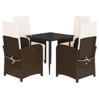 5-delige Tuinset met kussens poly rattan bruin - thumbnail
