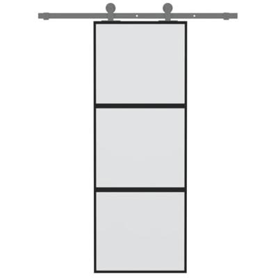 VidaXL Schuifdeur 76x205 cm gehard glas en aluminium zwart - thumbnail