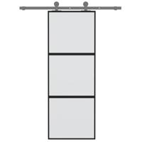 VidaXL Schuifdeur 76x205 cm gehard glas en aluminium zwart - thumbnail