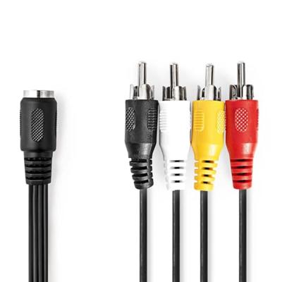 Nedis DIN-Audiokabel | DIN 5-Pins Female | 4x RCA Male | Vernikkeld | 0.20 m | Rond | PVC | Zwart | Label - CAGL20475BK02 Nedis DIN-Audiokabel | DIN 5-Pins Female | 4x RCA Male | Vernikkeld | 0.20 m | Rond | PVC | Zwart | Label - CAGL20475BK02