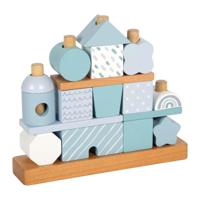 Small Foot - houten stapelhuis blauw - 18dlg. - thumbnail