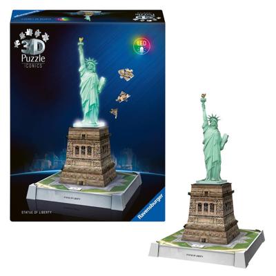 Ravensburger 3d puzzel iconics vrijheidsbeeld - met licht - 128st.