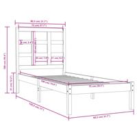 Bedframe massief hout wit 90x190 cm - thumbnail