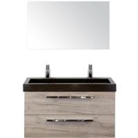 Seville Badmeubelset 100 cm - Craft Oak - Wastafel Lucca 2 Kraangaten met Spiegel - thumbnail