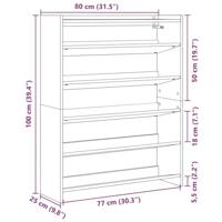 Schoenenrek 80x25x100 cm bewerkt hout zwart - thumbnail