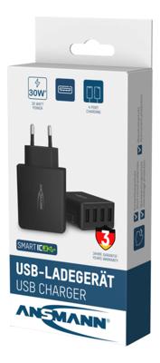 Ansmann HomeCharger HC430 USB-oplader 30 W 4x USB-A Zwart Binnen - thumbnail