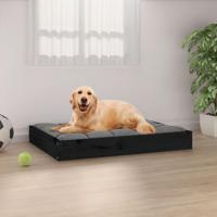 VidaXL Hondenmand 71,5x54x9 cm massief grenenhout zwart - thumbnail
